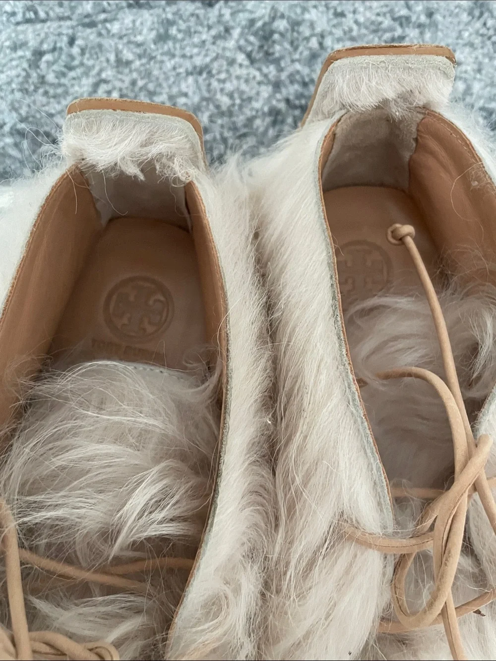 Tory Burch Evan Genuine Mongolian Shearling Lace Up Ankle Booties